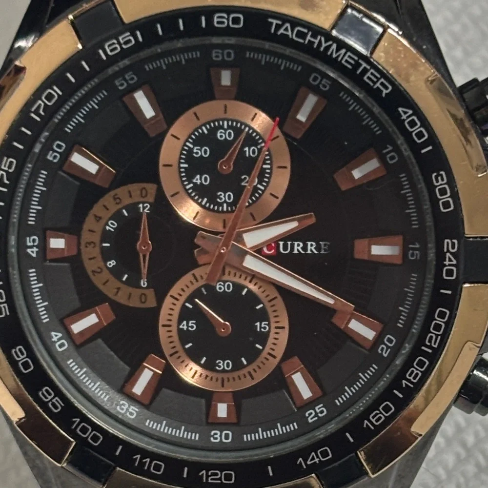 CURREN Black and Rose Gold Men’s Chronograph Watch